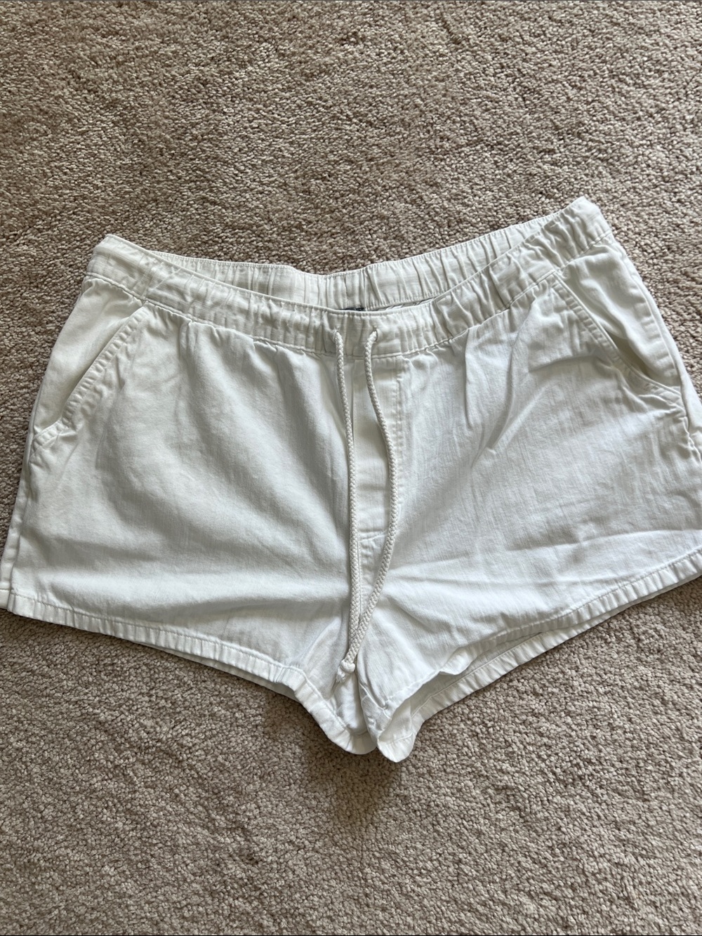 aerie White Elastic Waist Drawstring Athletic Shorts